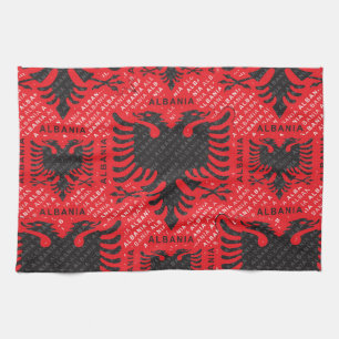 Paño De Cocina Patrón de bandera albanesa 2
