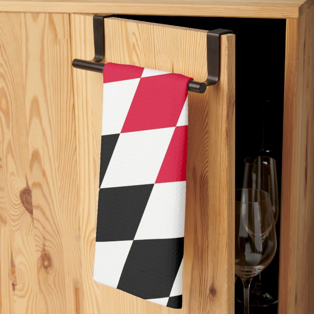 Paño De Cocina Patrón de bandera de diamante azul amarillo rojo n (Pliegue de tercios)