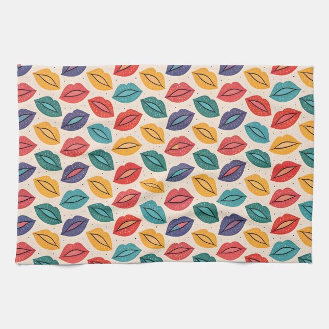 Paño De Cocina Patrón de beso (Horizontal)
