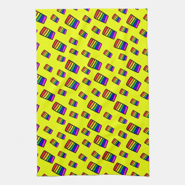 Paño De Cocina Patrón de bloqueo de arco iris neón (Vertical)