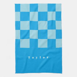 Paño De Cocina Patrón de bloques cuadrados oscuros y azul claro