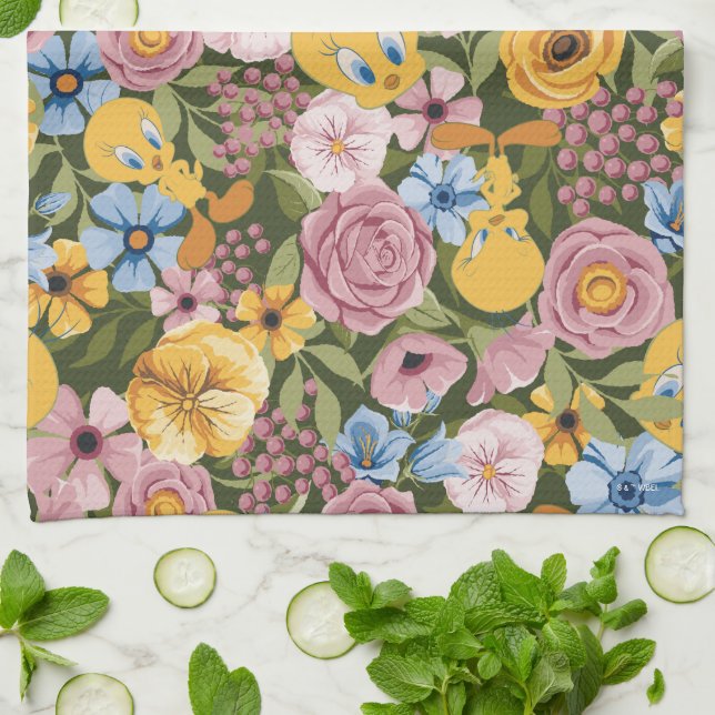 Paño De Cocina Patrón de bordado floral TWEETY™ (Doblado)