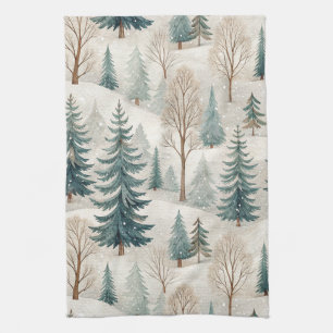 Paño De Cocina Patrón de bosque nevado: paisaje invernal tranquil