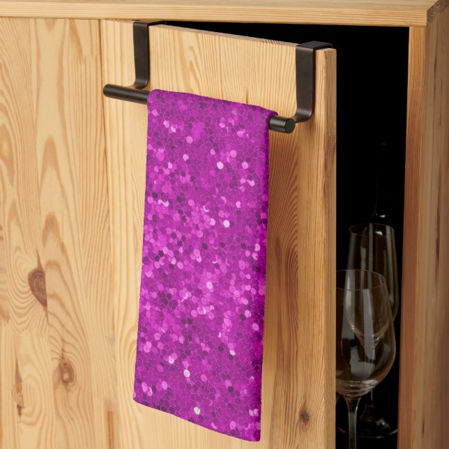 Paño De Cocina Patrón de brillo falso glam rosa profundo (Pliegue de tercios)