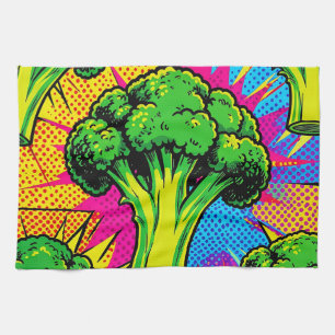 Paño De Cocina Patrón de brócoli de arte pop vibrante