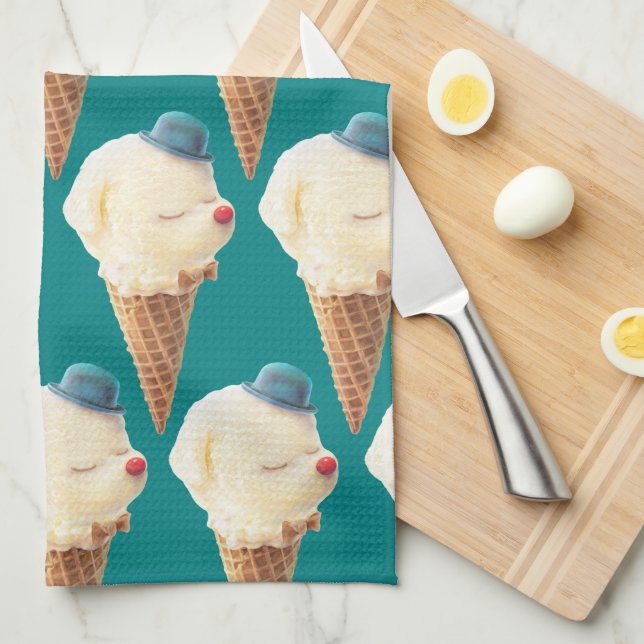 Paño De Cocina Patrón de cachorro de crema de hielo (Doblado Cuarto)