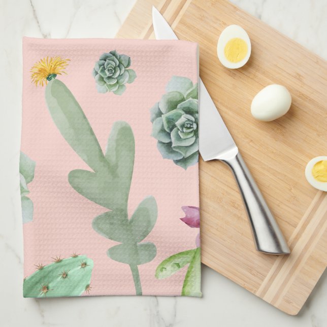 Paño De Cocina Patrón de cactus 8 (Doblado Cuarto)