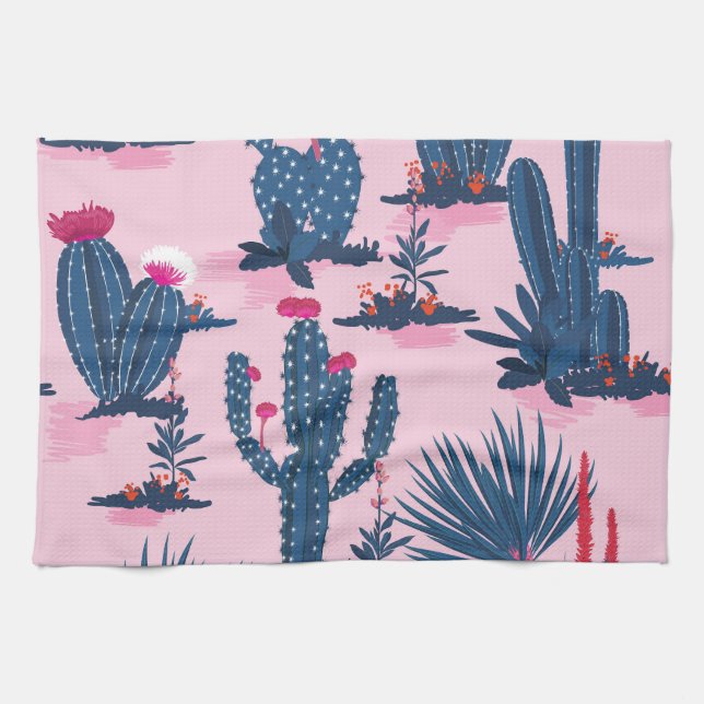 Paño De Cocina Patrón de Cactus de verano dulce (Horizontal)