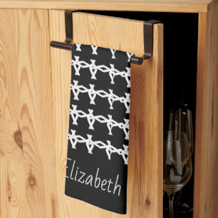 Paño De Cocina Patrón de cadena asombrosa, mínima, negra y blanca