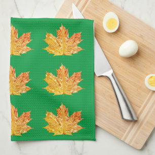 Paño De Cocina Patrón de caída de Naranja de otoño y hoja de arce