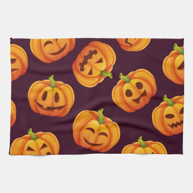 Paño De Cocina Patrón de calabaza (Horizontal)