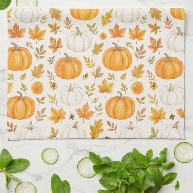 Paño De Cocina Patrón de calabaza | Acción de gracias (Doblado)