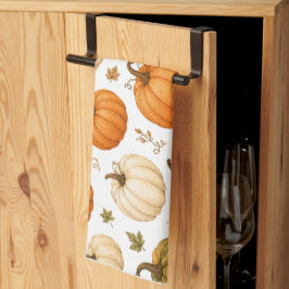 Paño De Cocina Patrón de calabaza acuarela Calabazas de otoño 