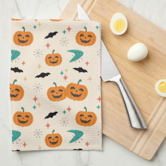 Paño De Cocina Patrón de calabazas de Halloween de mediados de si