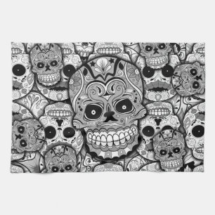Paño De Cocina Patrón de calaveras azucareras