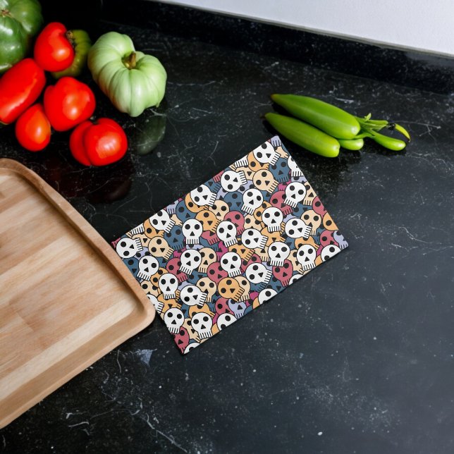 Paño De Cocina Patrón de calaveras multicolor (Kitchen Towel)