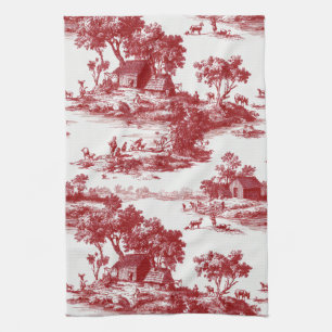 Paño De Cocina Patrón de campo de toile rojo rico herencia