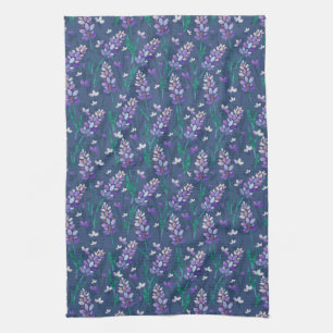 Paño De Cocina Patrón de campos de lavanda en morado
