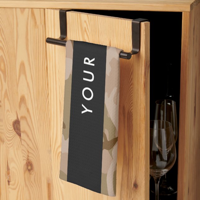 Paño De Cocina Patrón de camuflaje del desierto, su nombre, perso (Pliegue de tercios)