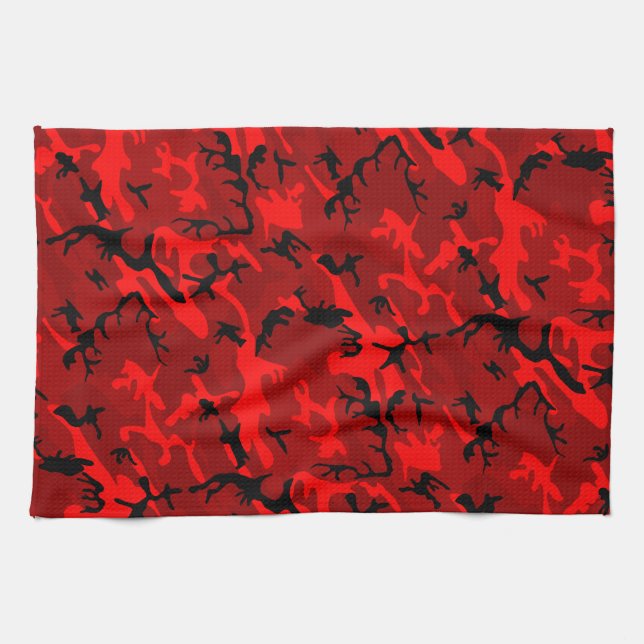 Paño De Cocina Patrón de camuflaje rojo (Horizontal)