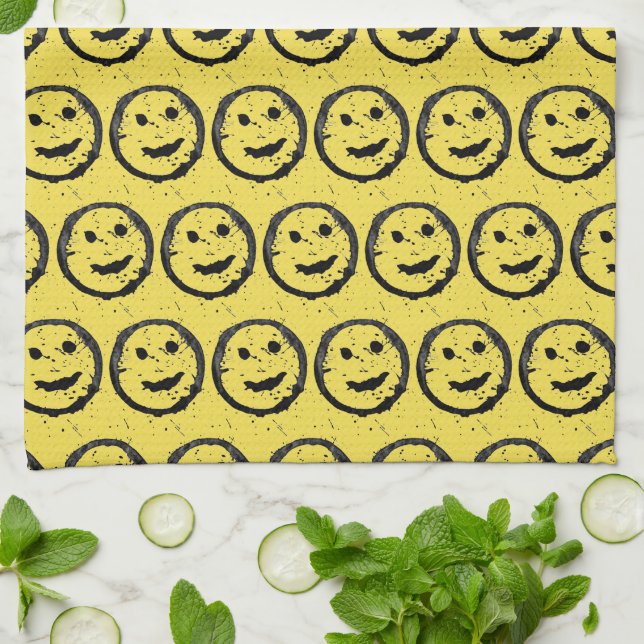Paño De Cocina Patrón de cara sonriente feliz teñido genial amari (Doblado)