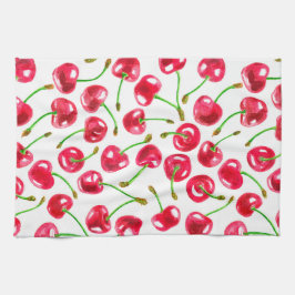 Paño De Cocina Patrón de cerezas de color agua
