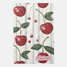 Patrón de cerezas rojo retro vintage personalizado