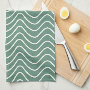 Paño De Cocina Patrón de cheurón verde tropical Zigzag mínimo