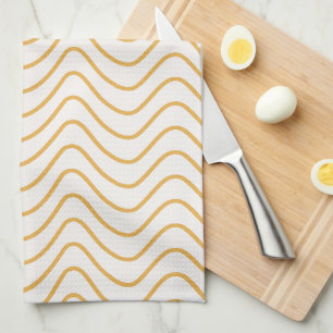 Paño De Cocina Patrón De Chevron Amarillo Y Crema Zigzag