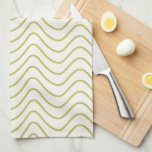 Paño De Cocina Patrón de Chevron Lime Green sobre el zigzag blanc<br><div class="desc">Retro Chevron - Lime Green sobre el patrón de zigzag blanco crema - Hueso de arenque</div>