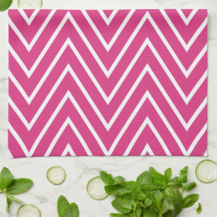 Paño De Cocina Patrón de Chevrons rosados calientes {elige tu col