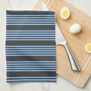 Paño De Cocina Patrón de cinco bandas de azul y carbón vegetal