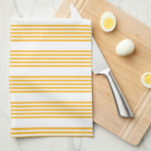 Paño De Cocina Patrón de cinco rayas amarillo y blanco soleado