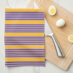 Paño De Cocina Patrón de cinco rayas azul y amarillo eléctrico