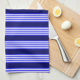 Paño De Cocina Patrón de cinco rayas azul y blanco