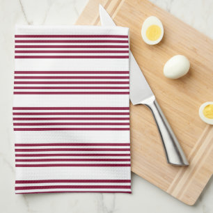Paño De Cocina Patrón de cinco rayas de color rojo y blanco de Bo