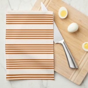Paño De Cocina Patrón de cinco rayas de naranja quemado y beige