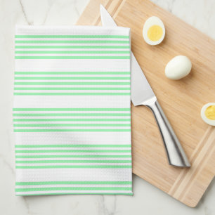 Paño De Cocina Patrón de cinco rayas verdes y blancas