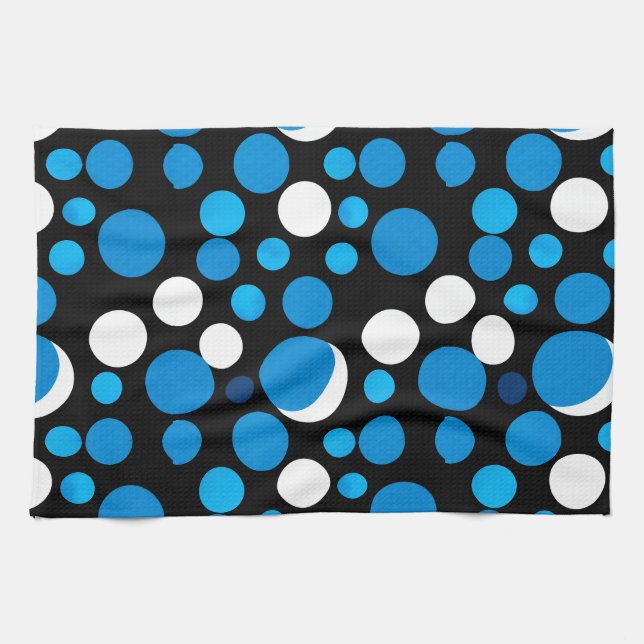 Paño De Cocina Patrón de Círculos Azules y Blancos (Horizontal)