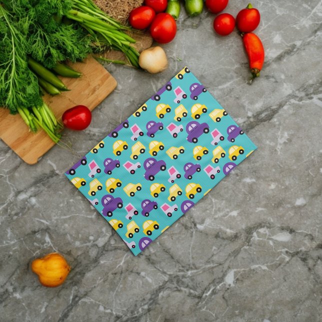 Paño De Cocina Patrón de coches de juguete multicolor (Kitchen Towel)