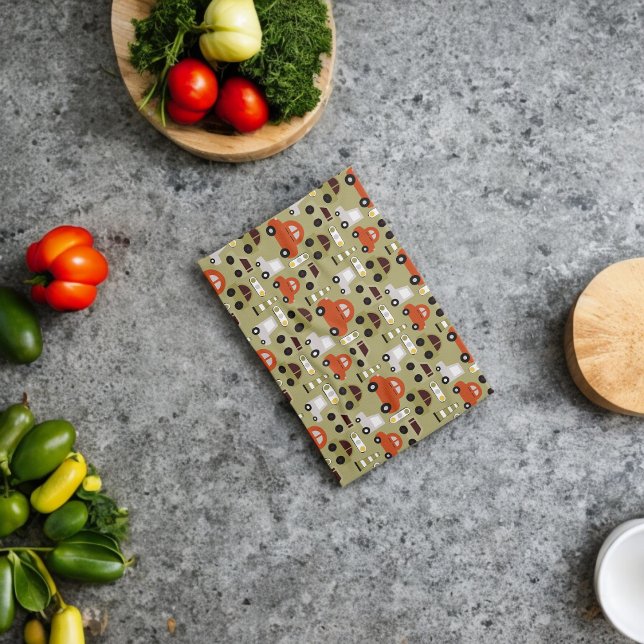 Paño De Cocina Patrón de coches de Naranja de luces de tráfico (Kitchen Towel)