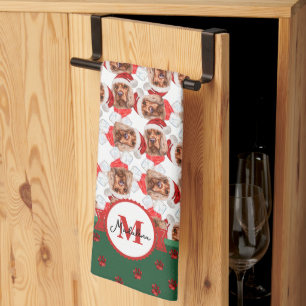 Paño De Cocina Patrón de Cocker Spaniel Monograma Navidad Perro