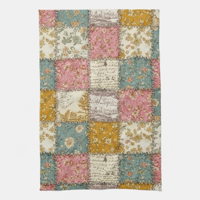 Paño De Cocina Patrón de Colcha de Rosa Shabby Chic (Vertical)