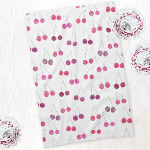 Paño De Cocina Patrón de color de agua de cereza rosa