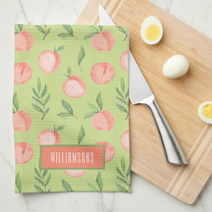 Paño De Cocina Patrón de color de agua Peach Personalizado Lime G