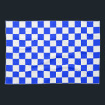 Paño De Cocina Patrón de comprobación de blanco azul<br><div class="desc">Diseño de patrones de cuadrados geométricos de verificación azul y blanco</div>