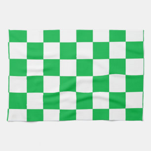 Paño De Cocina Patrón de comprobación de color blanco verde