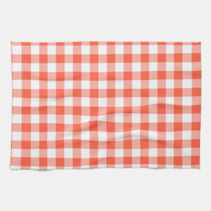 Paño De Cocina Patrón De Comprobación De Gingham Blanco Y Naran