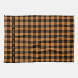 Paño De Cocina patrón de comprobación de naranja de caída feliz