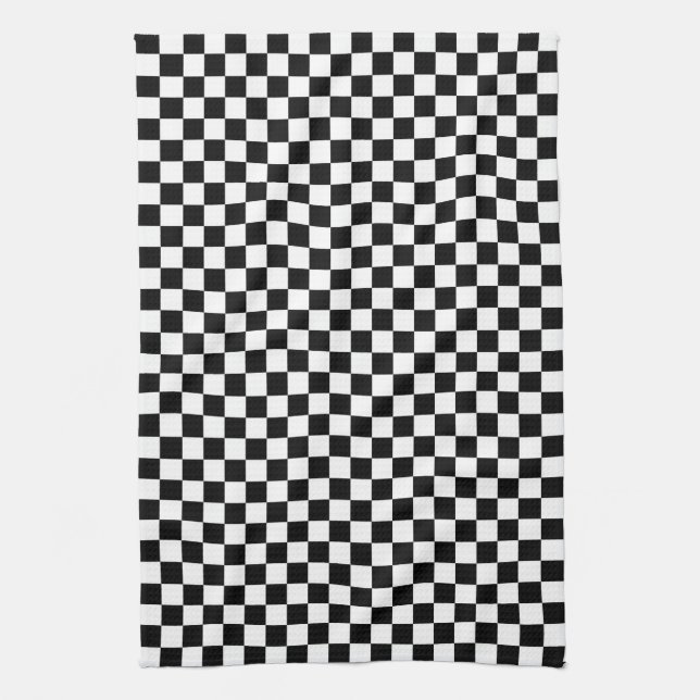 Paño De Cocina Patrón de comprobación en blanco y negro (Vertical)